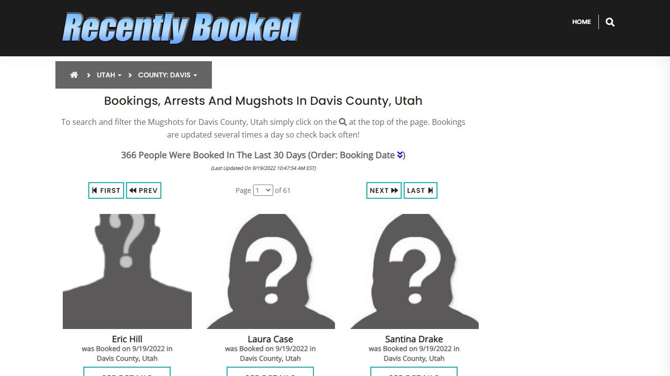 Recent bookings, Arrests, Mugshots in Davis County, Utah - Recently Booked